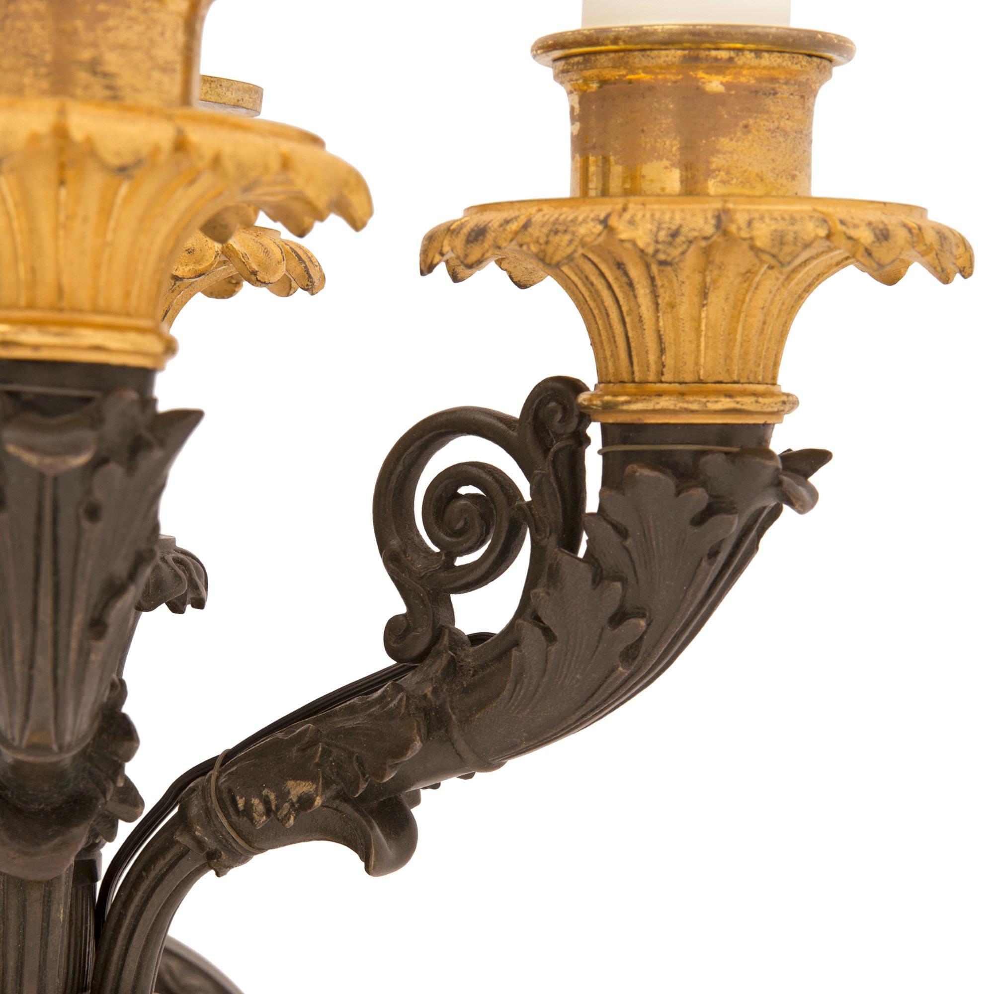 Bronze Set of Four French Early 19th Century First Empire Period Four-Arm Sconces For Sale