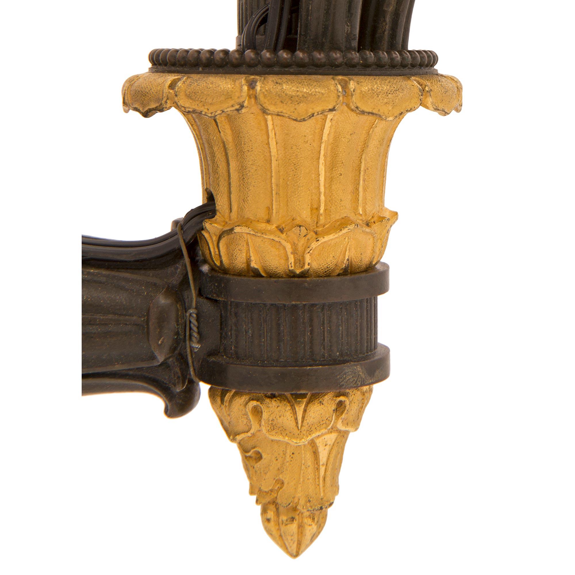 Set of Four French Early 19th Century First Empire Period Four-Arm Sconces For Sale 1