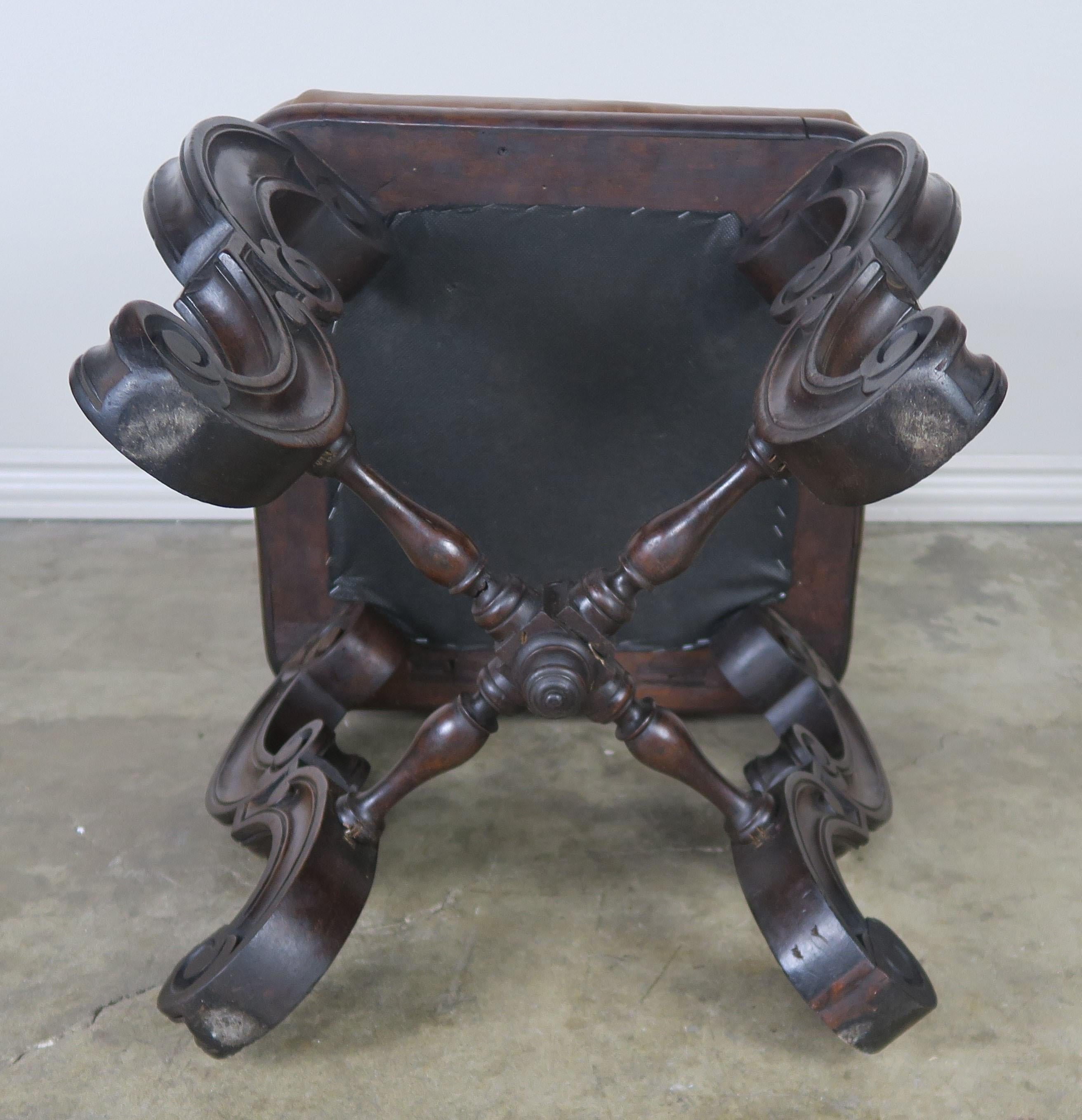 Set of Four French Embossed Leather Stools, circa 1900 For Sale 6