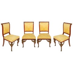 Set of Four French Empire Influenced Side Chairs, 19th Century