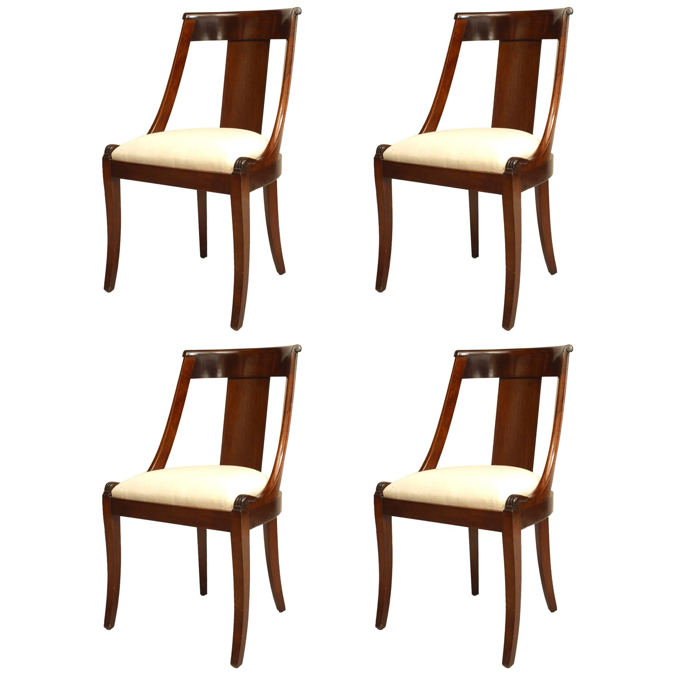 Set of Four French Empire Style '19th Century' Mahogany Sleigh Back Side Chairs