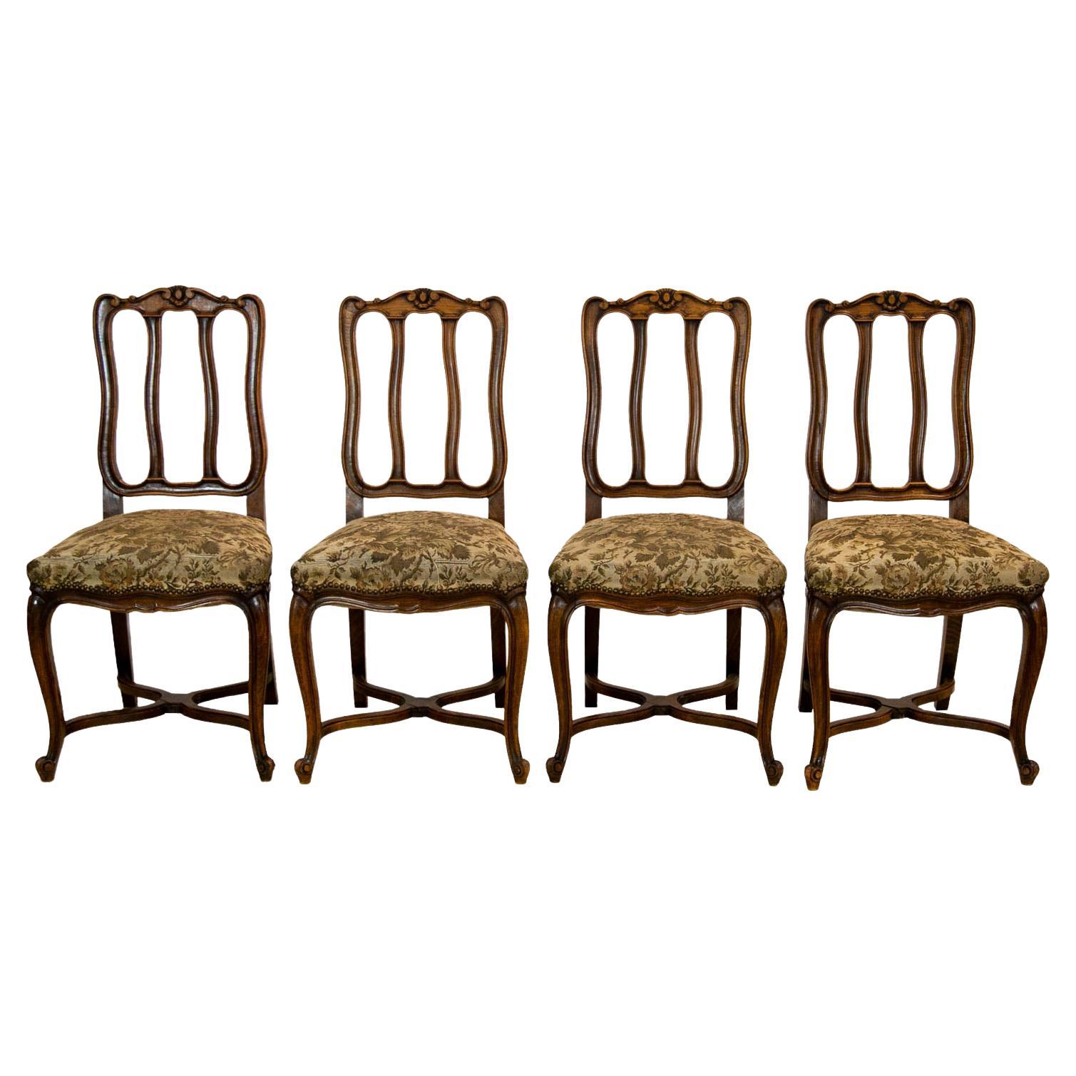 Set of Four French Fruitwood Chairs For Sale