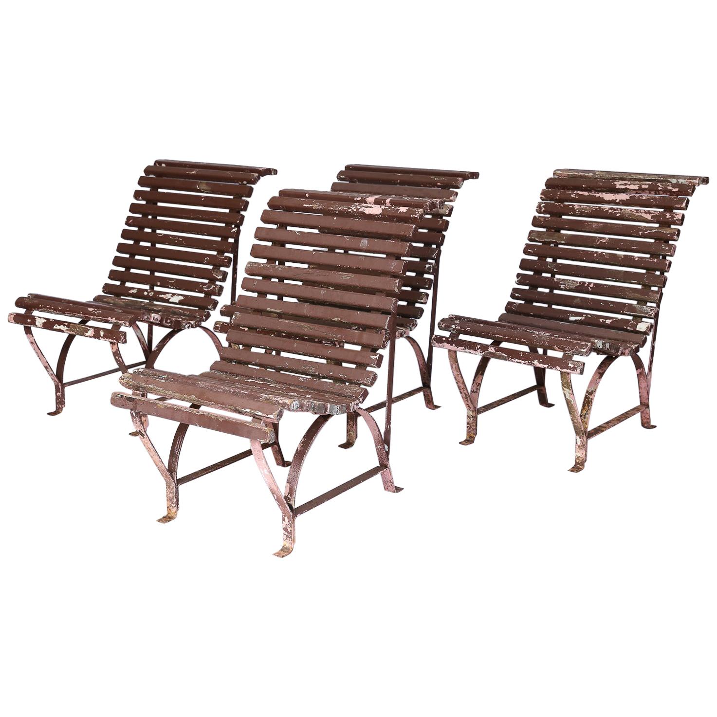 Set of Four French Garden Chairs, circa 1940