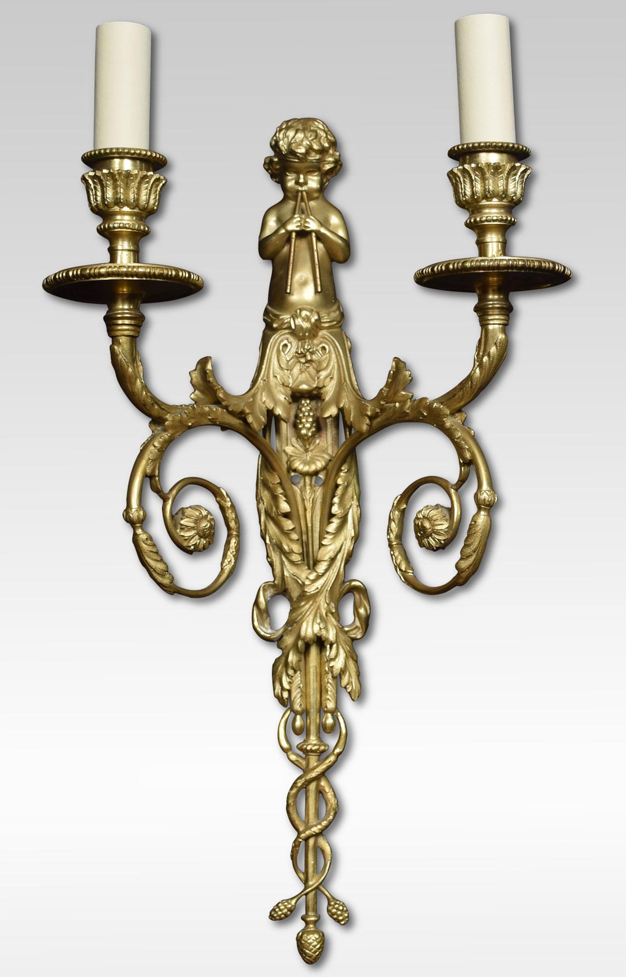 Set of Four French Gilded Bronze Wall Lights (Französisch)