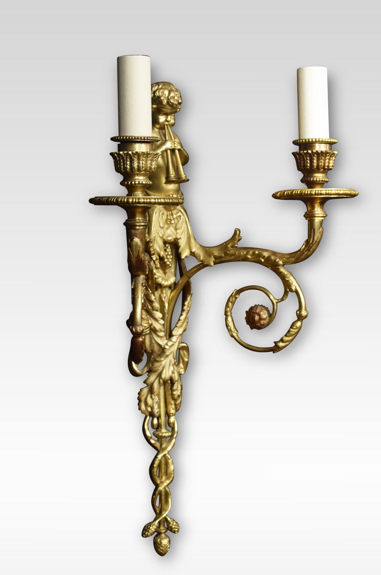 Set of Four French Gilded Bronze Wall Lights (19. Jahrhundert)