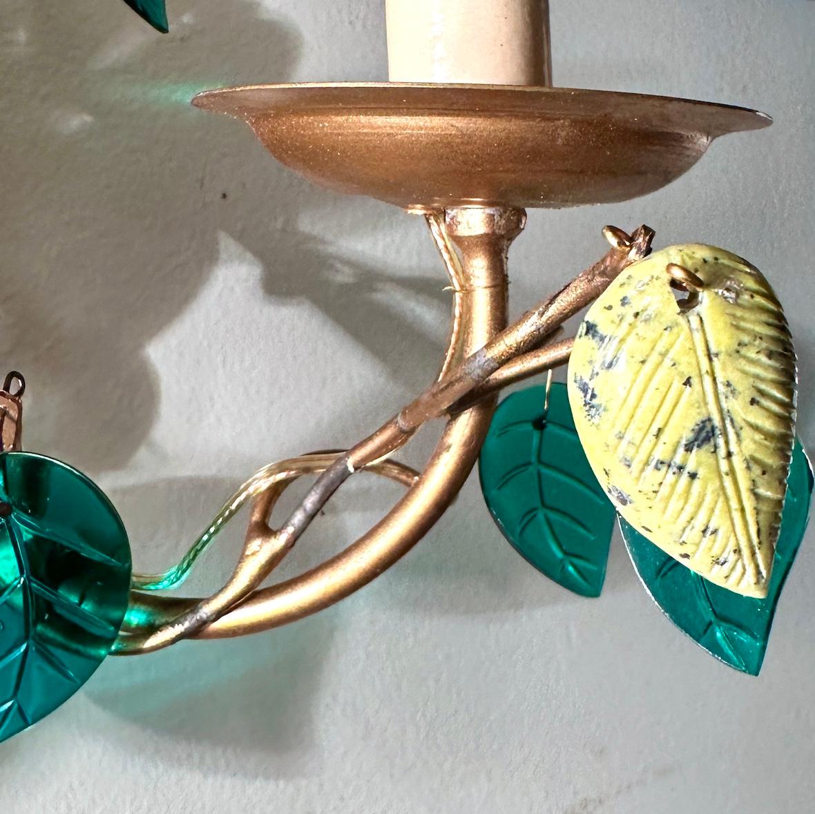 Mid-20th Century Set of Four French Green Sconces, Sold per Pair For Sale