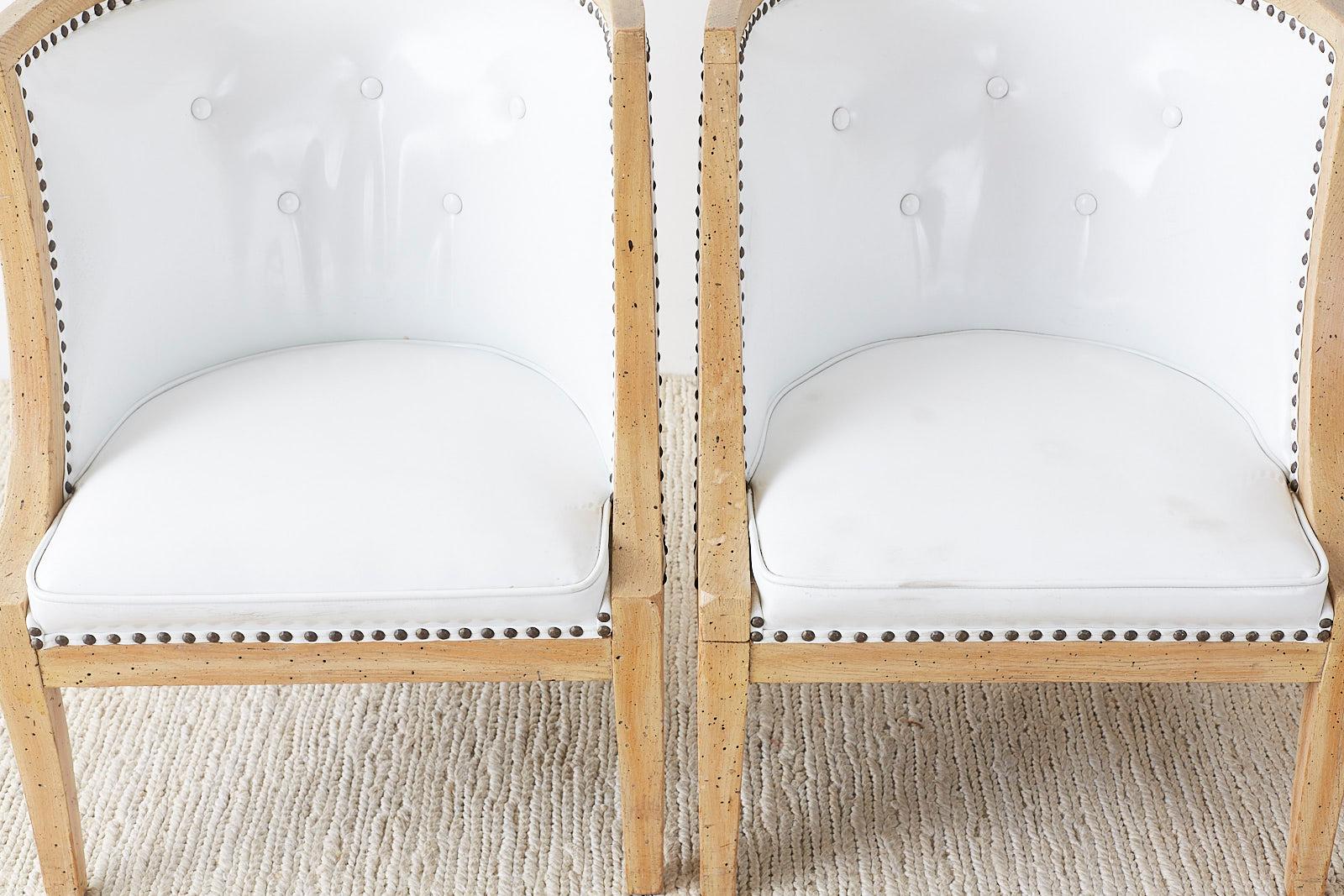 Set of Four French Hollywood Regency Barrel Chairs 3
