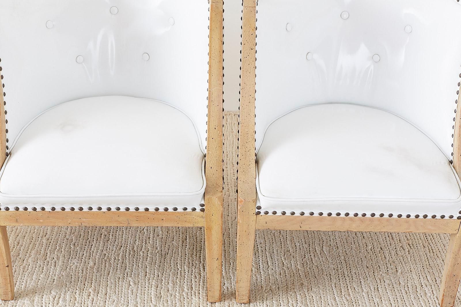 Set of Four French Hollywood Regency Barrel Chairs 4