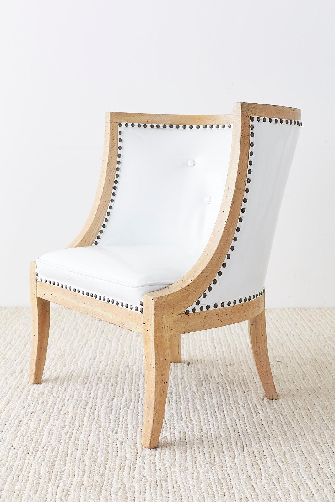 Set of Four French Hollywood Regency Barrel Chairs 5