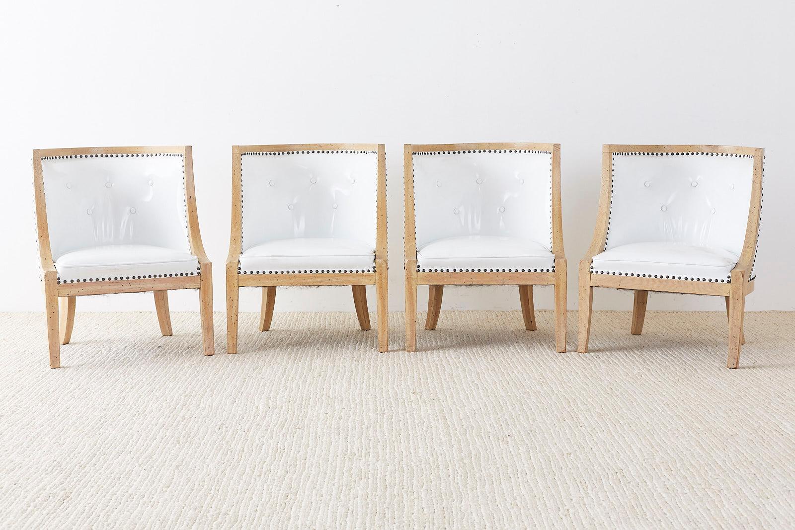 Set of Four French Hollywood Regency Barrel Chairs In Good Condition In Rio Vista, CA