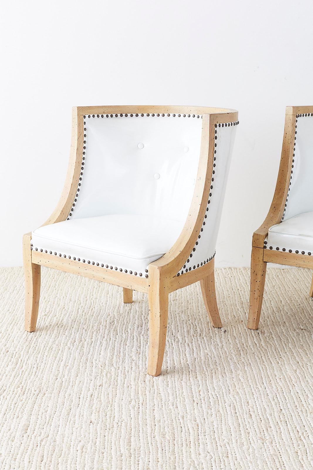 20th Century Set of Four French Hollywood Regency Barrel Chairs