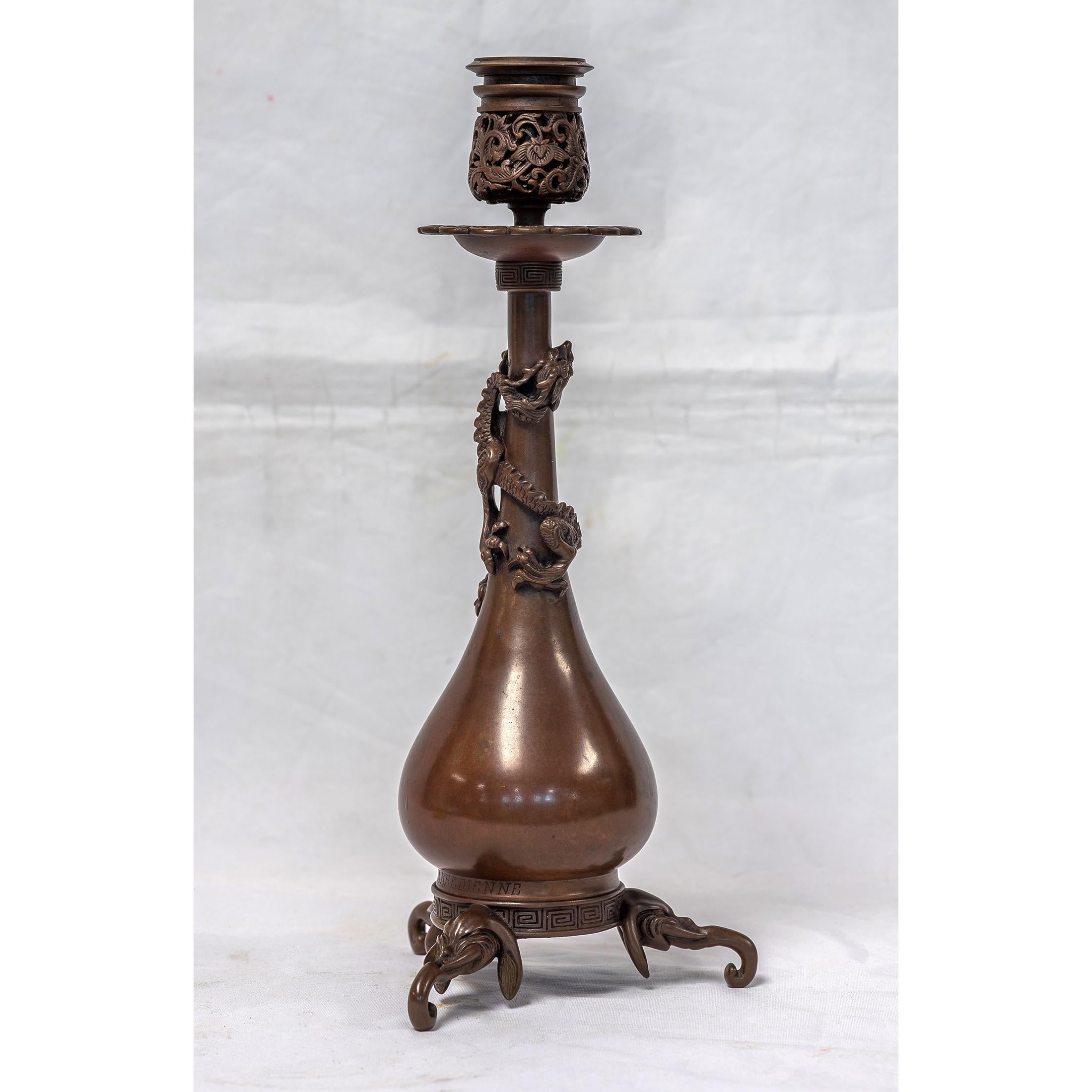 Based on a design by Edouard Lievre. Signed F. BARBEDIENNE

Maker: Ferdinand Barbedienne (1810-1892)
Date: Circa 1870
Origin: French
Dimension: 11 inches tall.