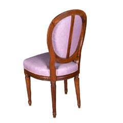 Set of four Neoclassical 18th Century Upholstered dining Chairs in Pink France