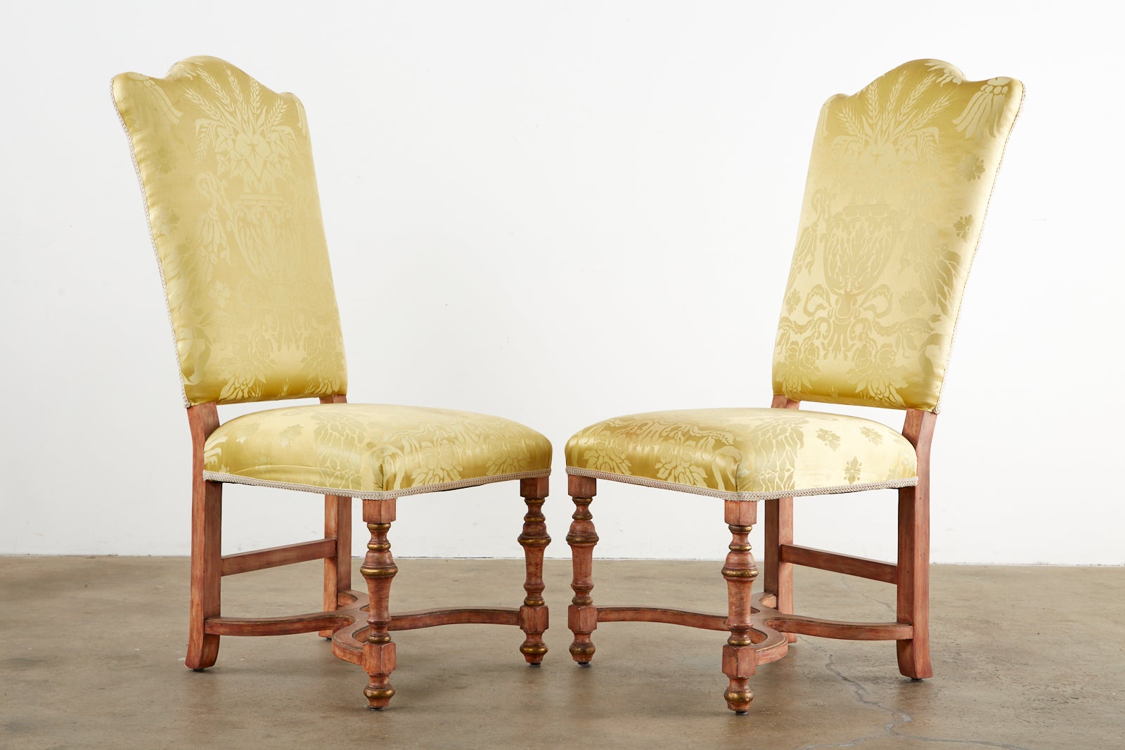 Hand-Crafted Set of Four French Louis XIII Style Dining Chairs For Sale