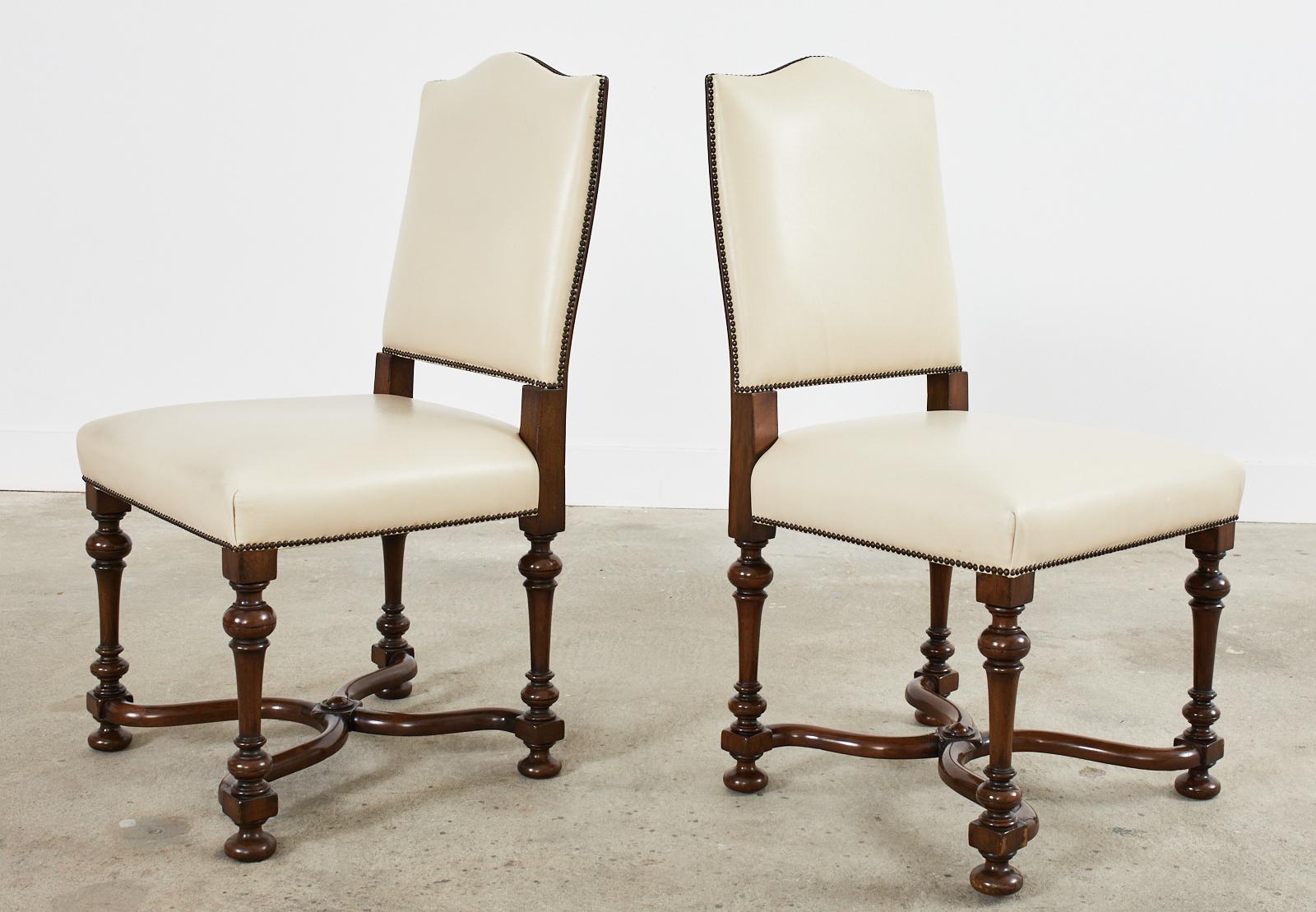 Set of Four French Louis XIV Style Walnut Dining Chairs  For Sale 2