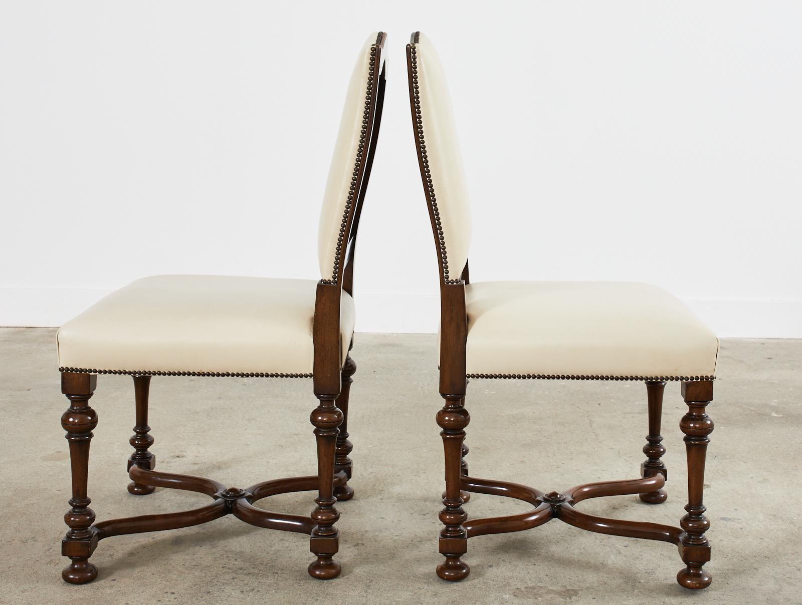 Set of Four French Louis XIV Style Walnut Dining Chairs  For Sale 3