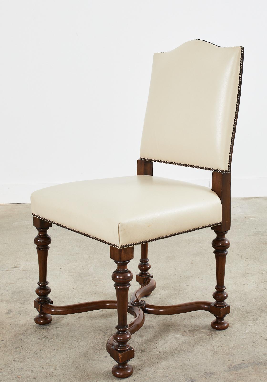 Set of Four French Louis XIV Style Walnut Dining Chairs  For Sale 4