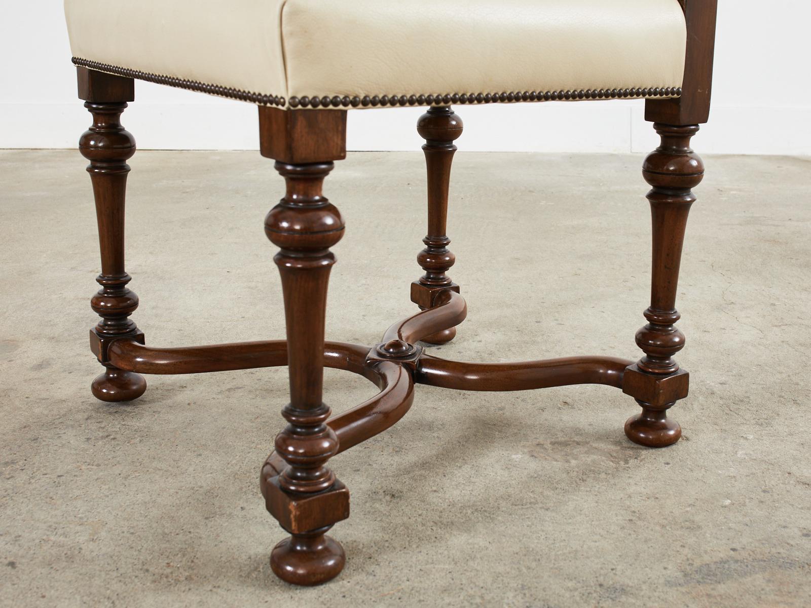 Set of Four French Louis XIV Style Walnut Dining Chairs  For Sale 5
