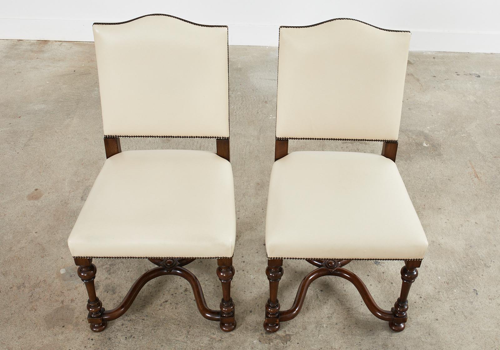 Contemporary Set of Four French Louis XIV Style Walnut Dining Chairs  For Sale