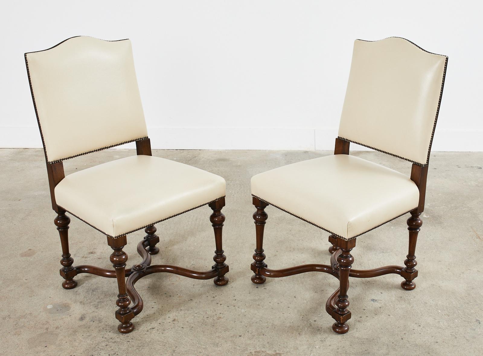 Set of Four French Louis XIV Style Walnut Dining Chairs  For Sale 1