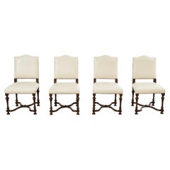 Set of Four French Louis XIV Style Walnut Dining Chairs