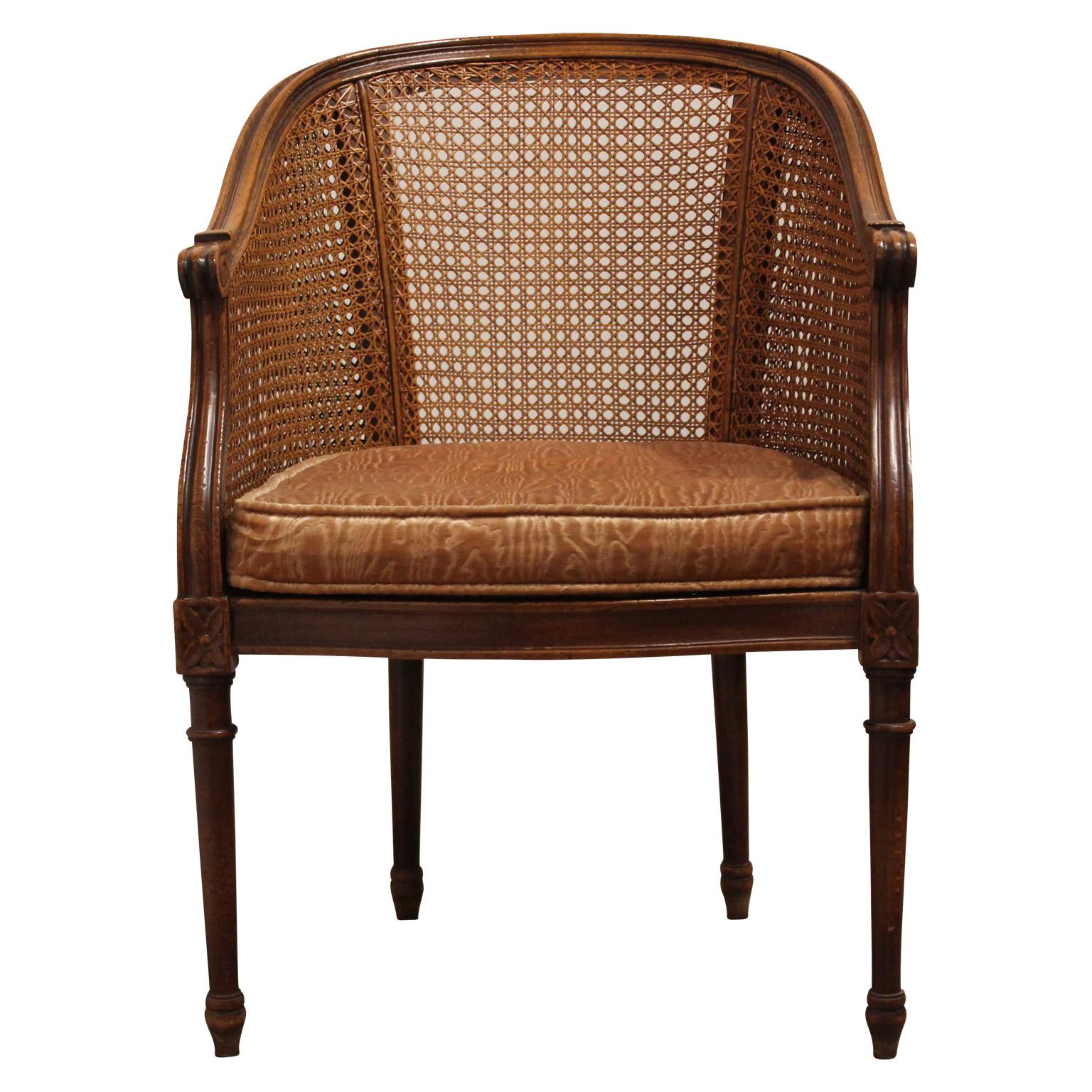 Set of Four French Louis XV Cane Barrel Back Chairs In Good Condition In Houston, TX