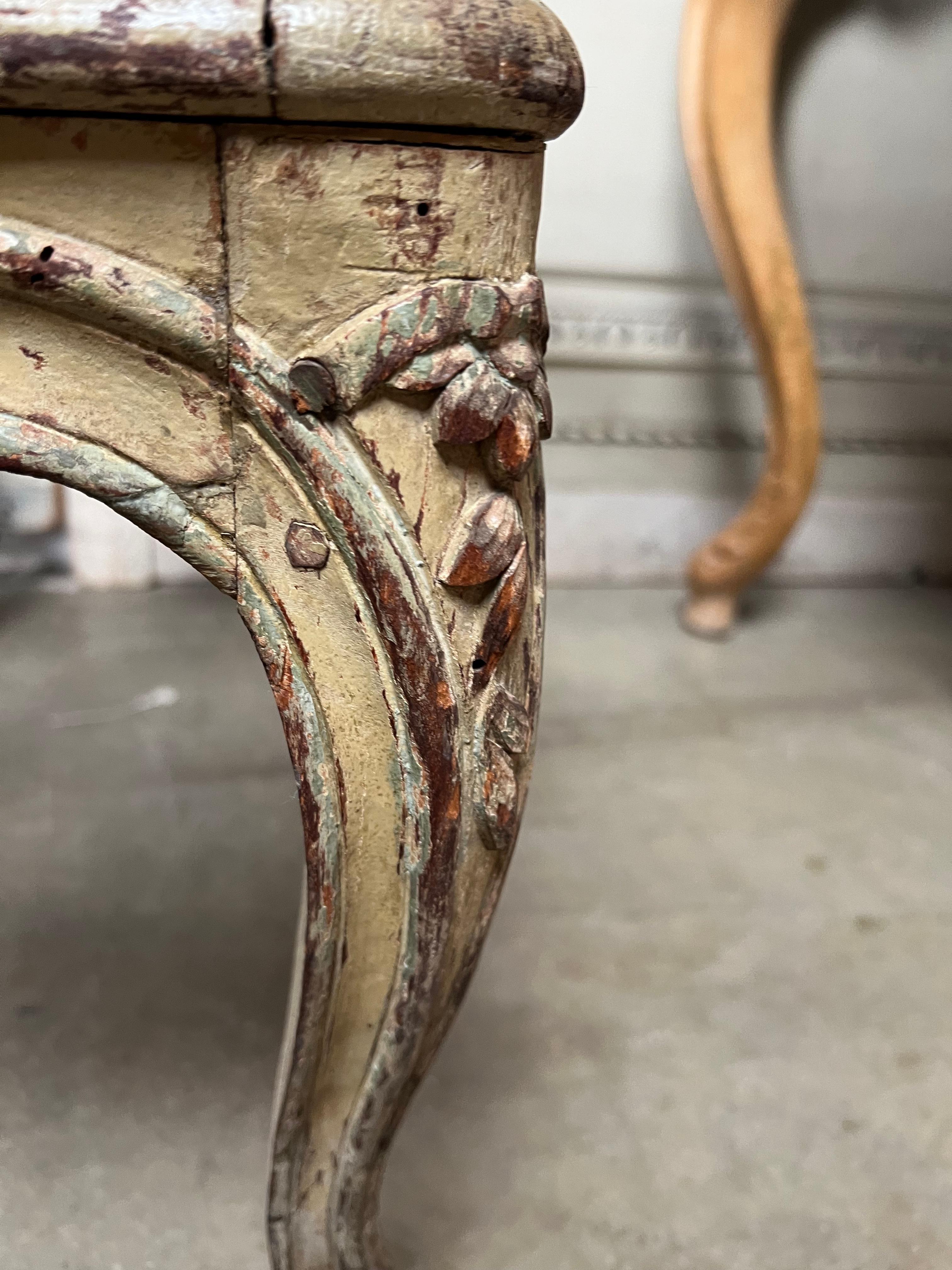 Set of Four 18th Century French Louis XV Gray and Blue Painted and caned Chairs 9