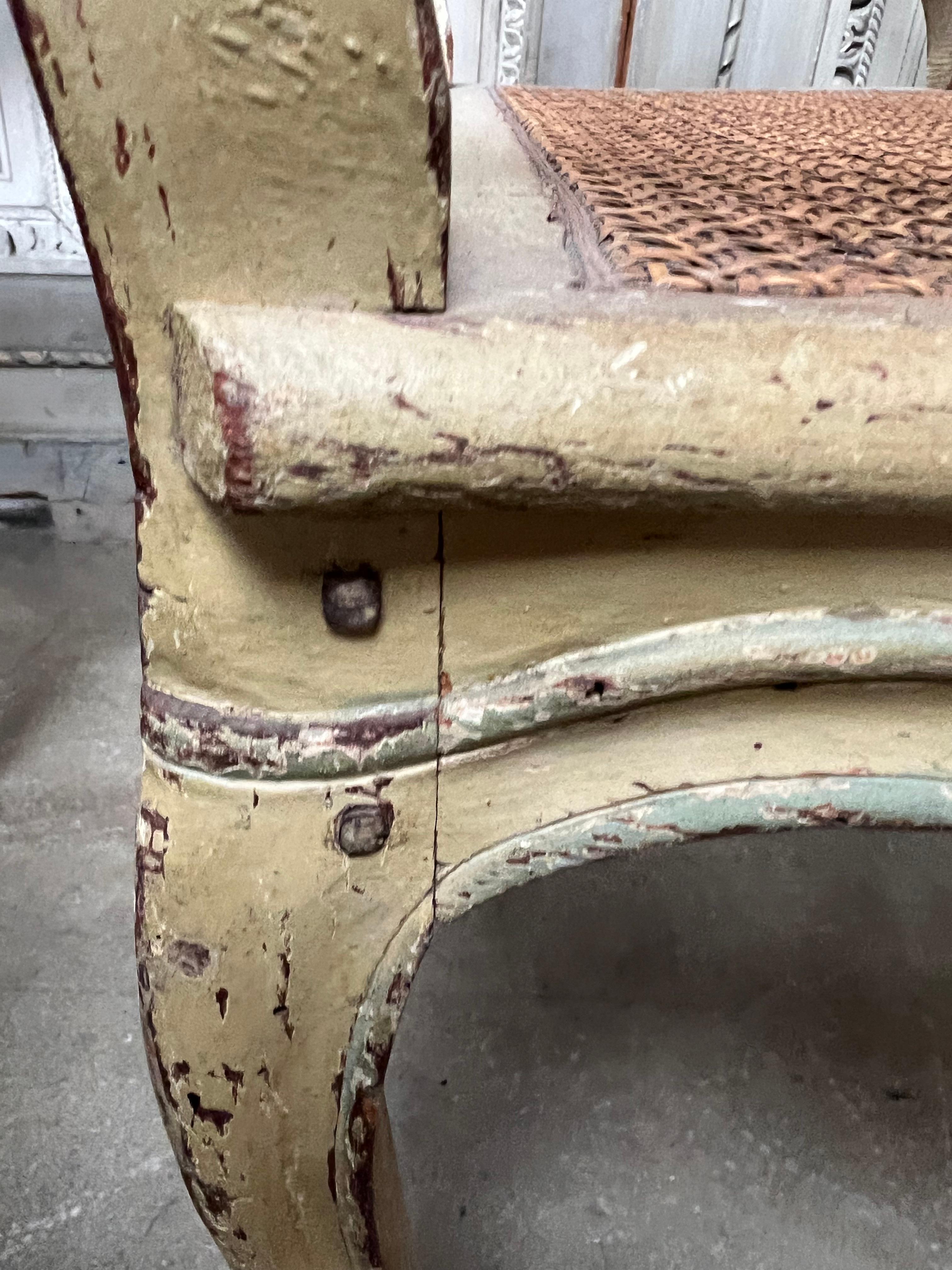 Set of Four 18th Century French Louis XV Gray and Blue Painted and caned Chairs 10