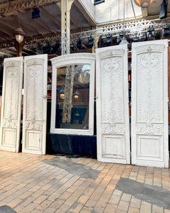 Juego de Cuatro Puertas Dobles Francesas Estilo Luis XV con Espejo Trumeau, Siglo XIX