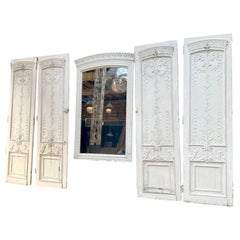 Juego de Cuatro Puertas Dobles Francesas Estilo Luis XV con Espejo Trumeau, Siglo XIX