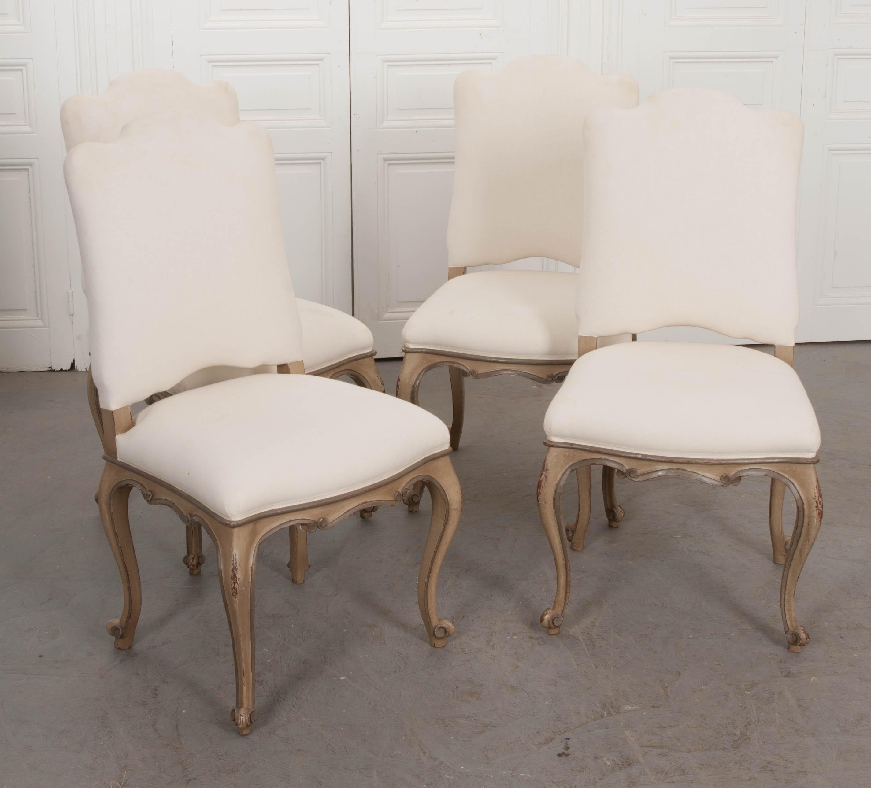 Set of Four French Louis XVStyle Reproduction Dining Side Chairs at