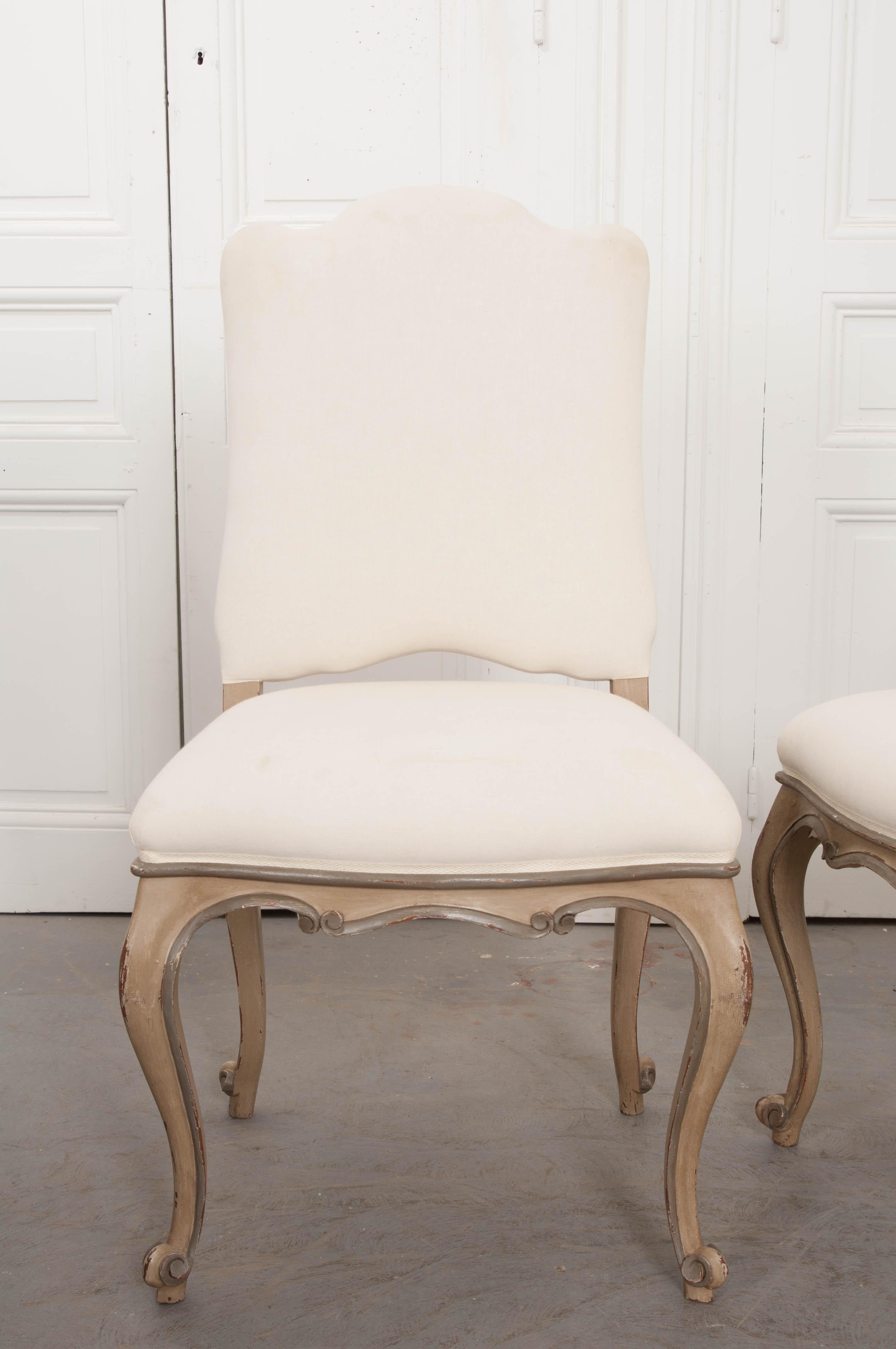 Set of Four French Louis XVStyle Reproduction Dining Side Chairs at