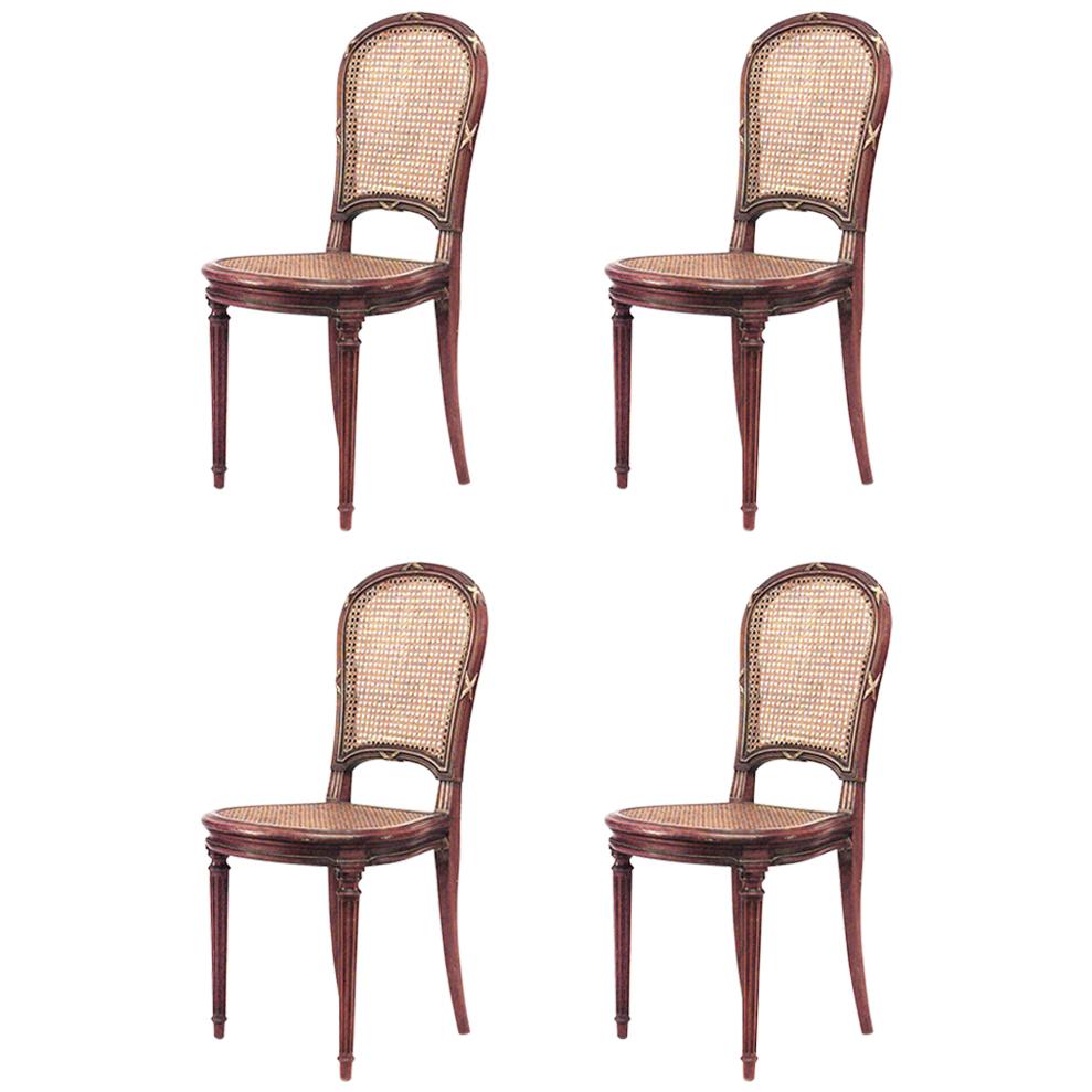 Set of 4 French Louis XVI Mahogany Side Chairs