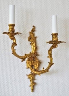 Set of Four French Louis XVI Style Gilt Bronze Electrified Two-Light Sconces