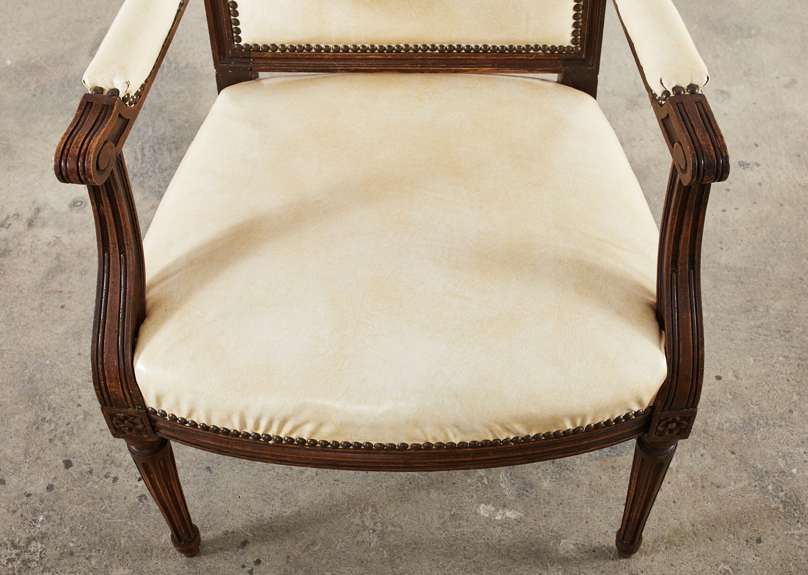 Set of Four French Louis XVI Style Mahogany Dining Armchairs For Sale 8