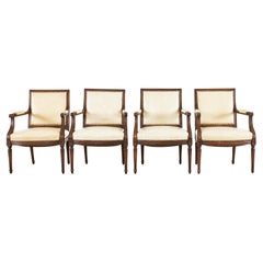 Vintage Set of Four French Louis XVI Style Mahogany Dining Armchairs