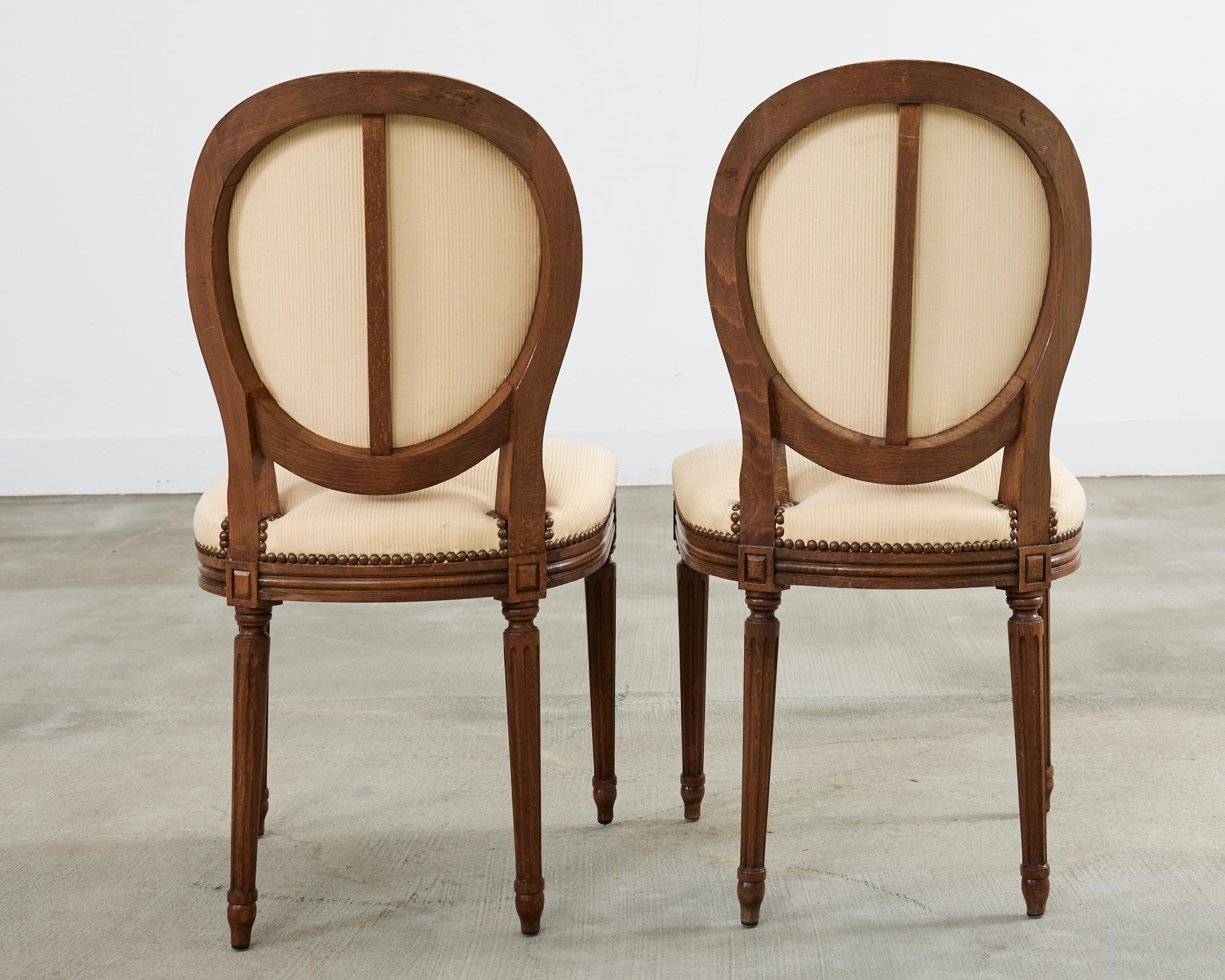 Set of Four French Louis XVI Style Oak Dining Chairs For Sale 5