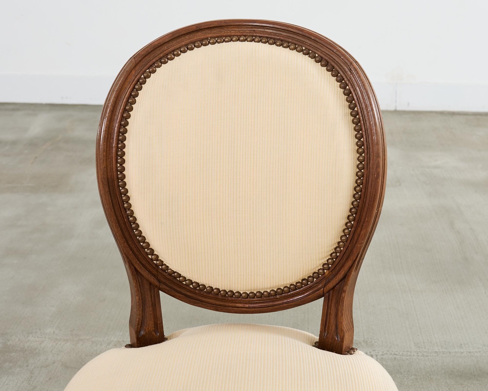 Set of Four French Louis XVI Style Oak Dining Chairs For Sale 8