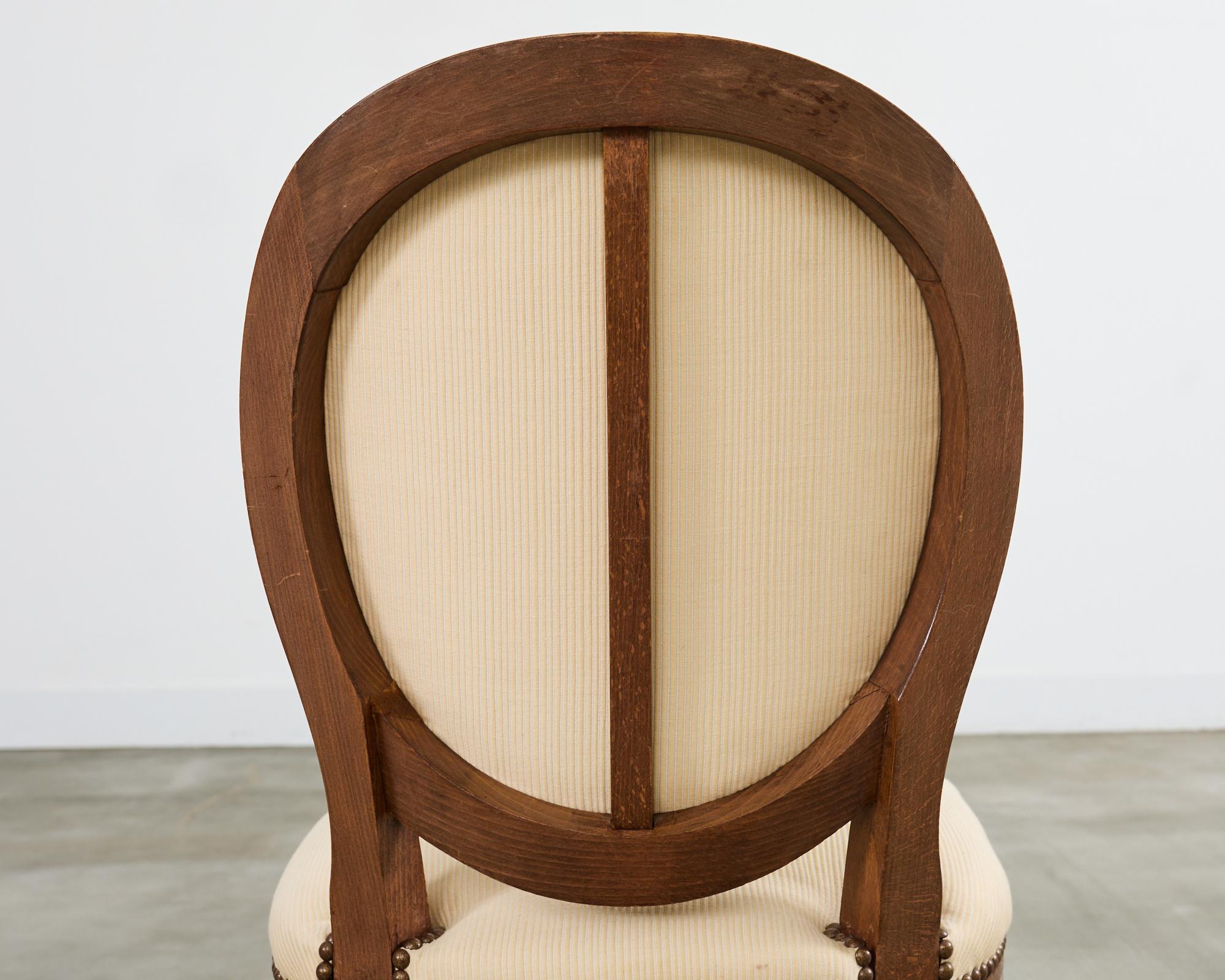 Set of Four French Louis XVI Style Oak Dining Chairs For Sale 13