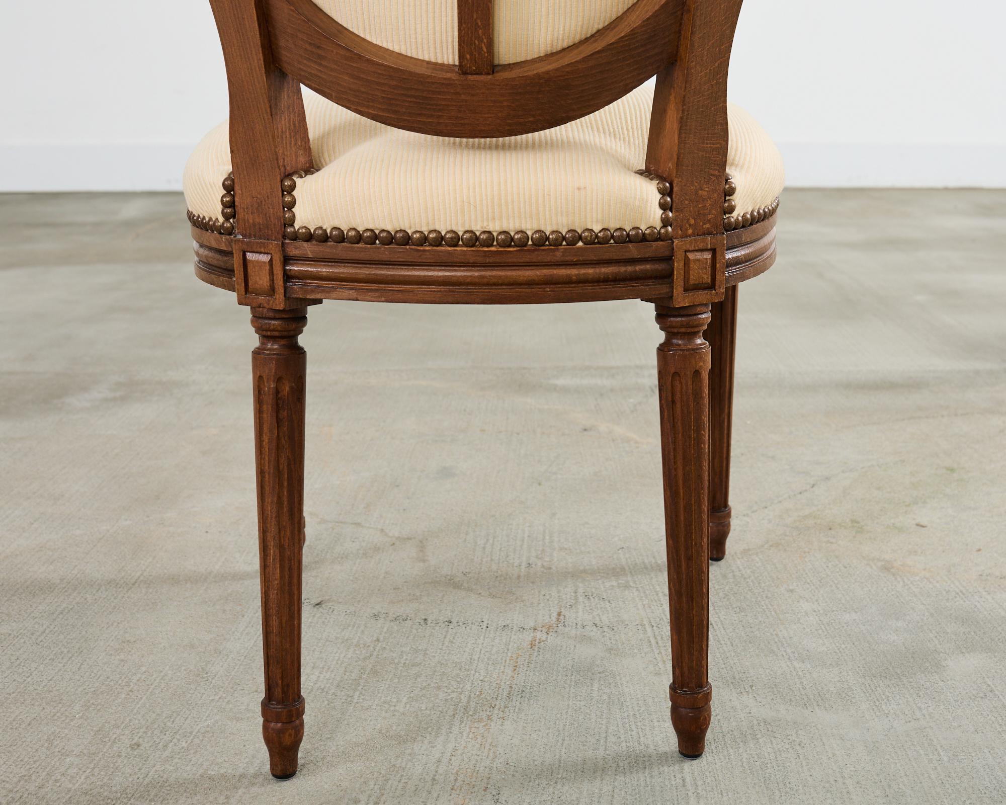 Set of Four French Louis XVI Style Oak Dining Chairs For Sale 14