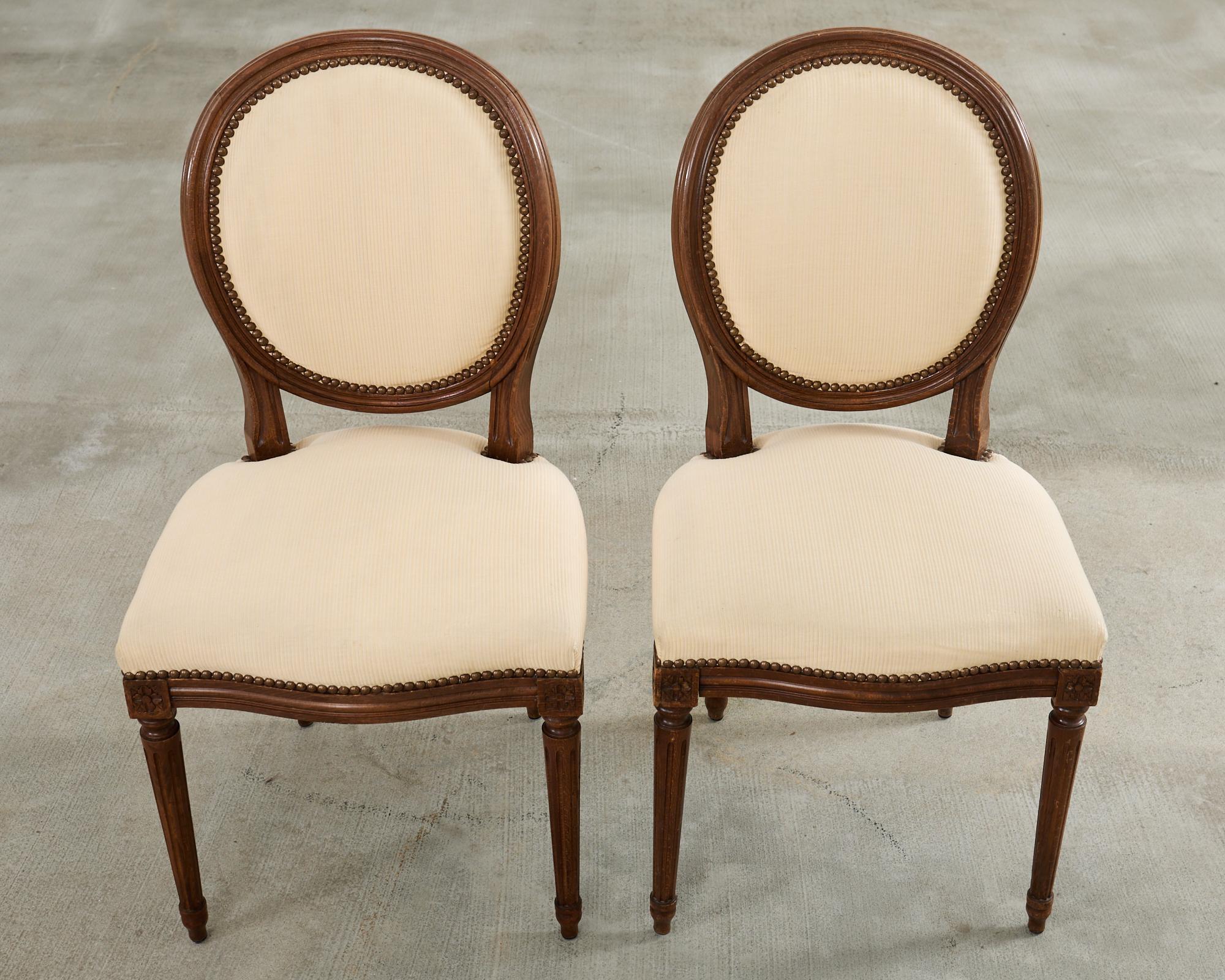 20th Century Set of Four French Louis XVI Style Oak Dining Chairs For Sale
