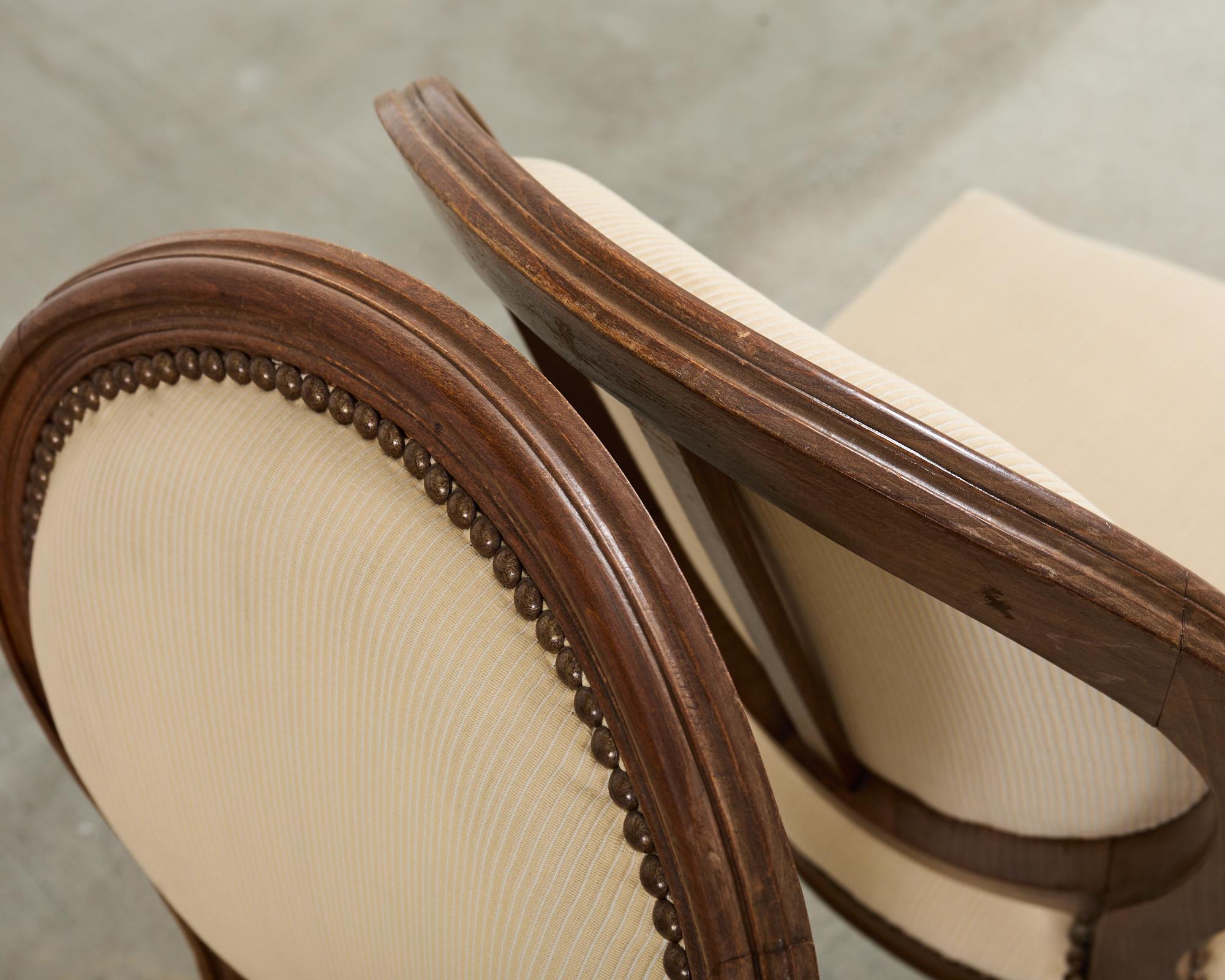 Set of Four French Louis XVI Style Oak Dining Chairs For Sale 2