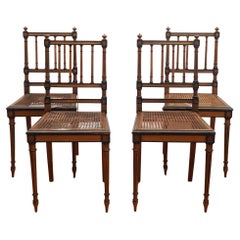 Set of Four French Louis XVI Style Side Chairs with Cane Seats