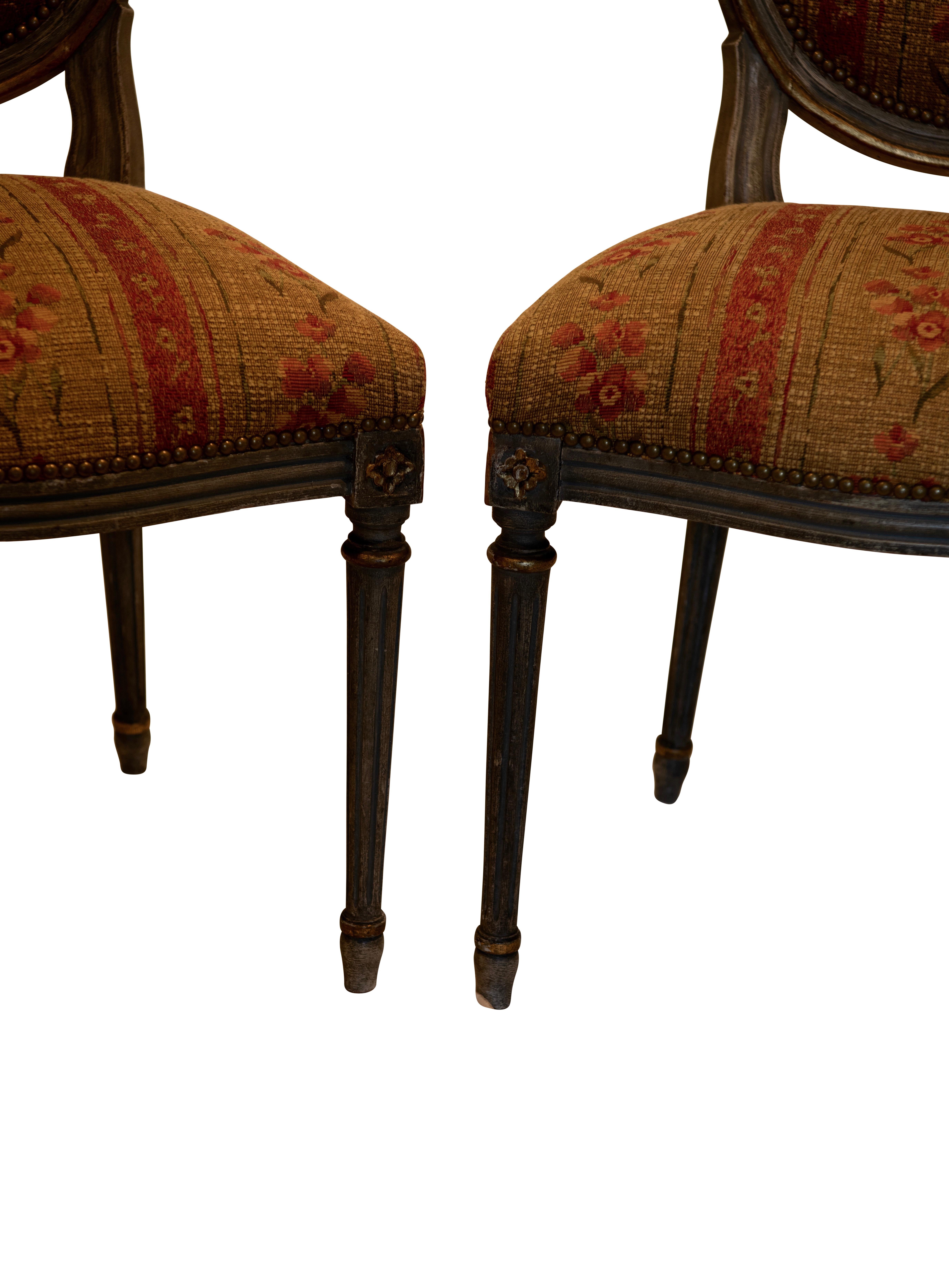Set of Four French Louis XVI Style Side Dining Chairs 2