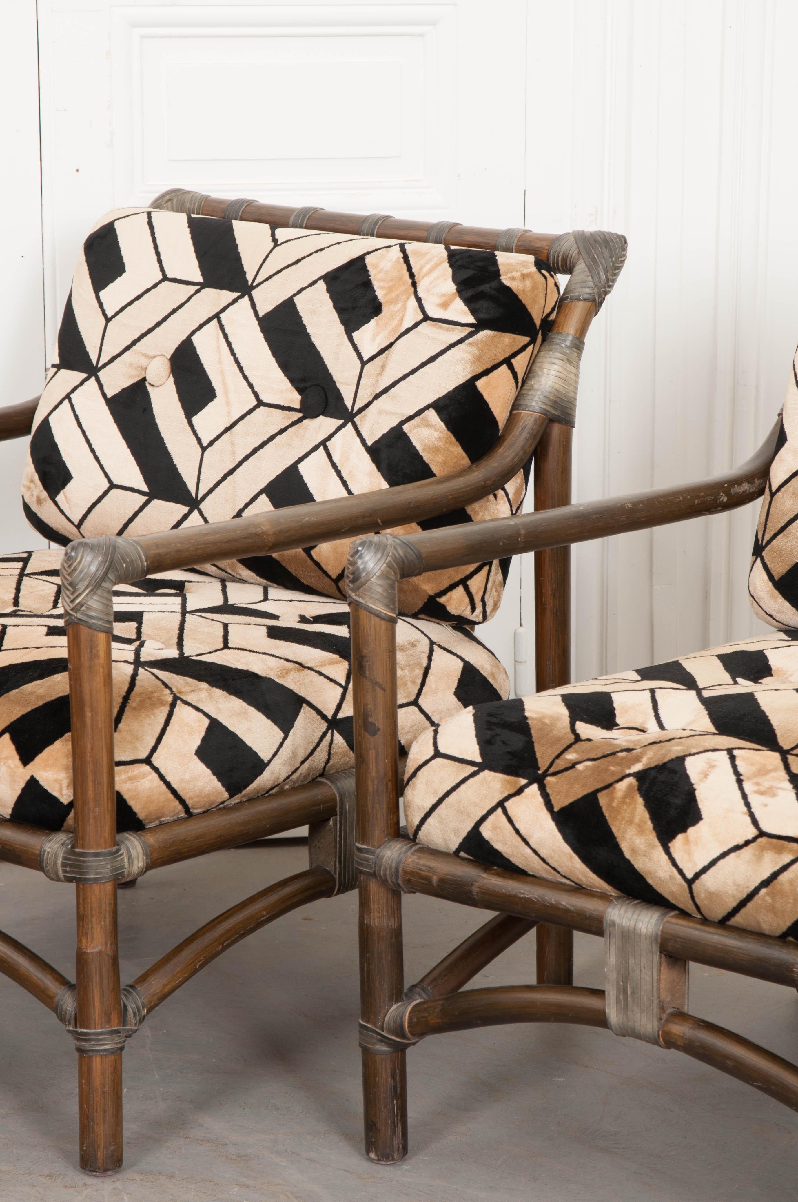 Set of Four French Mid-Century Modern Rattan Armchairs 1