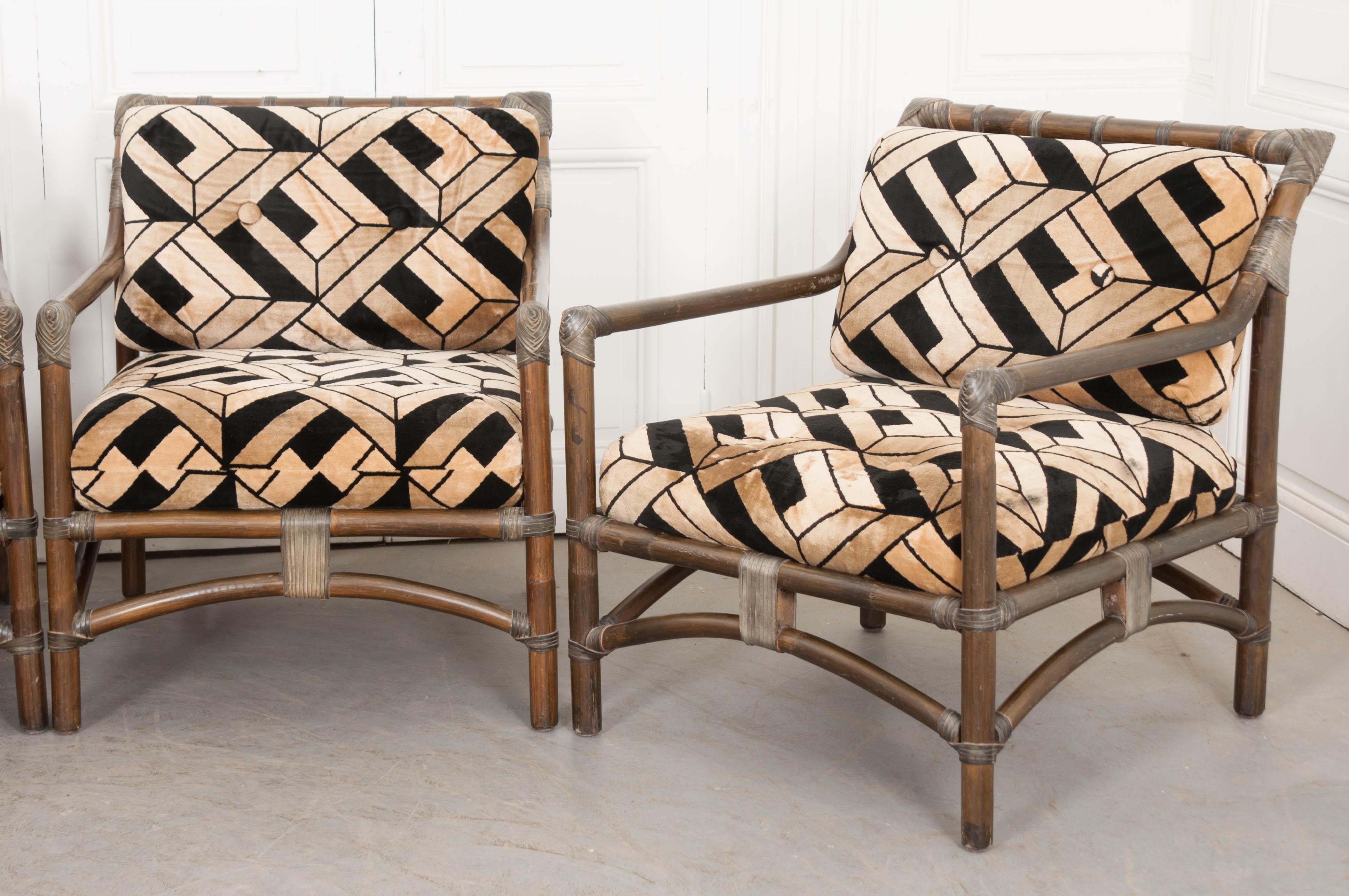 Set of Four French Mid-Century Modern Rattan Armchairs 3