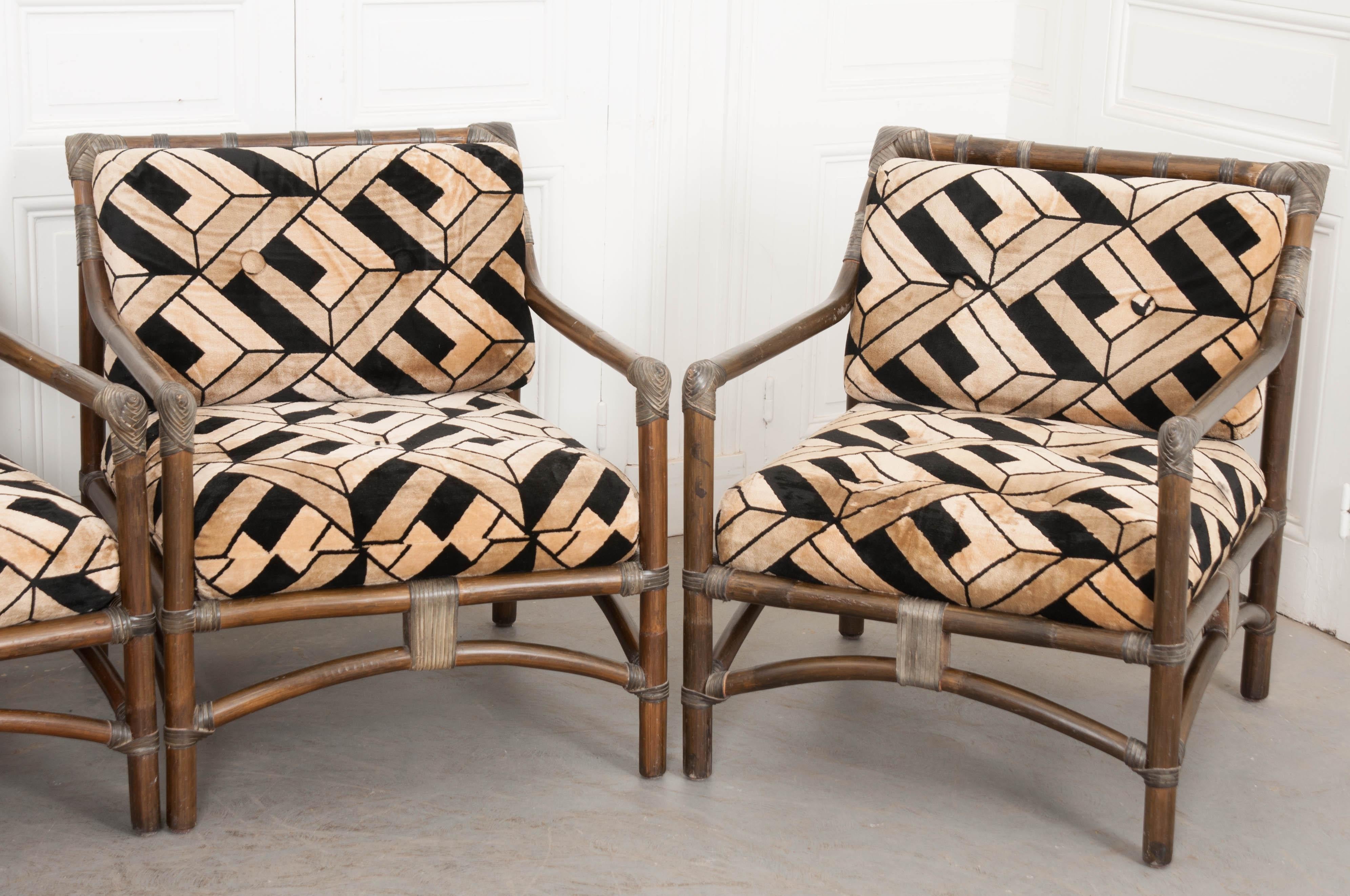 Set of Four French Mid-Century Modern Rattan Armchairs 4