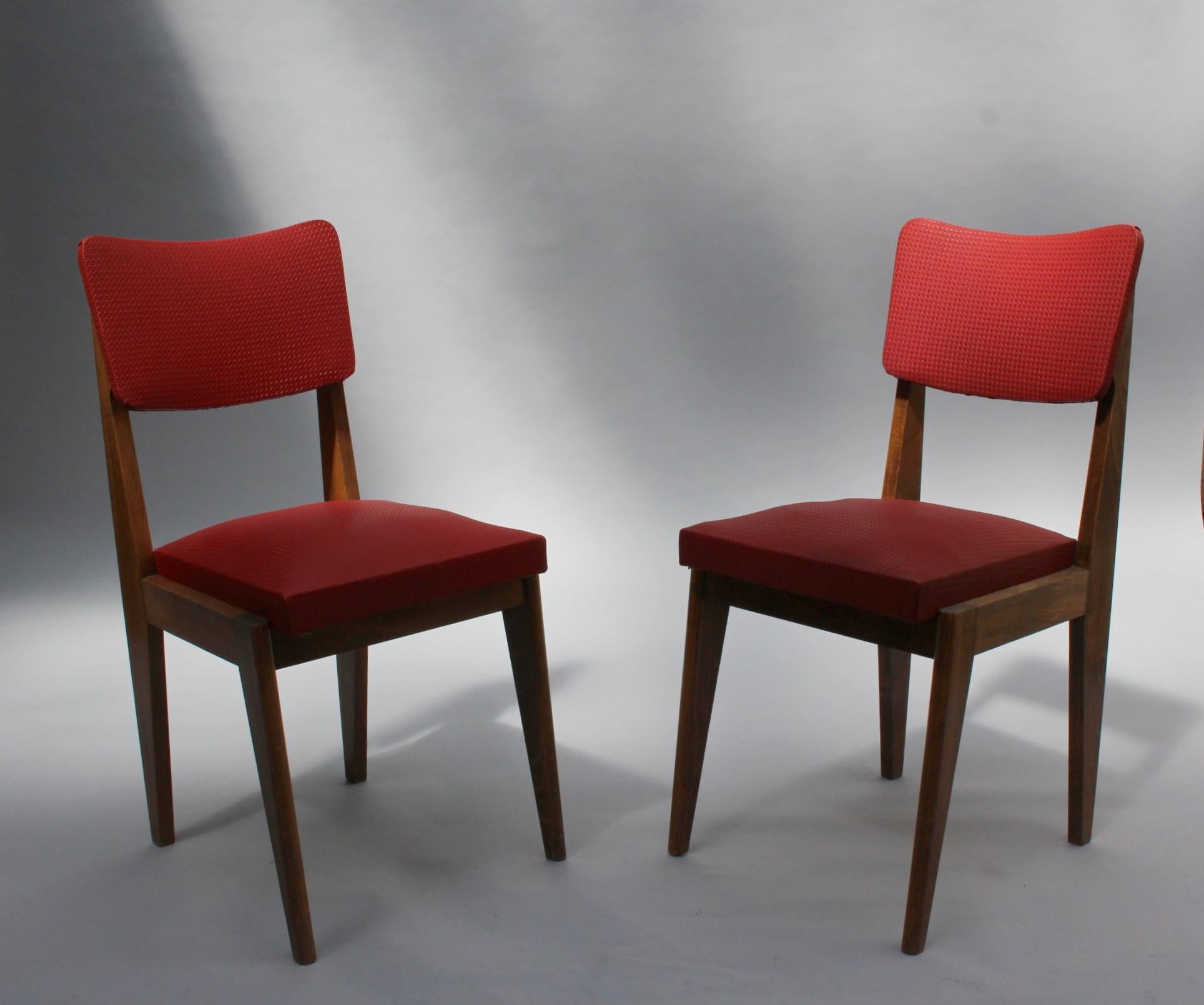 Mid-Century Modern Set of Four French Midcentury Chairs For Sale