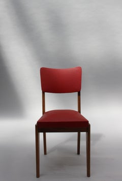 Set of 4 Fine French 1950s Beech Side Chairs