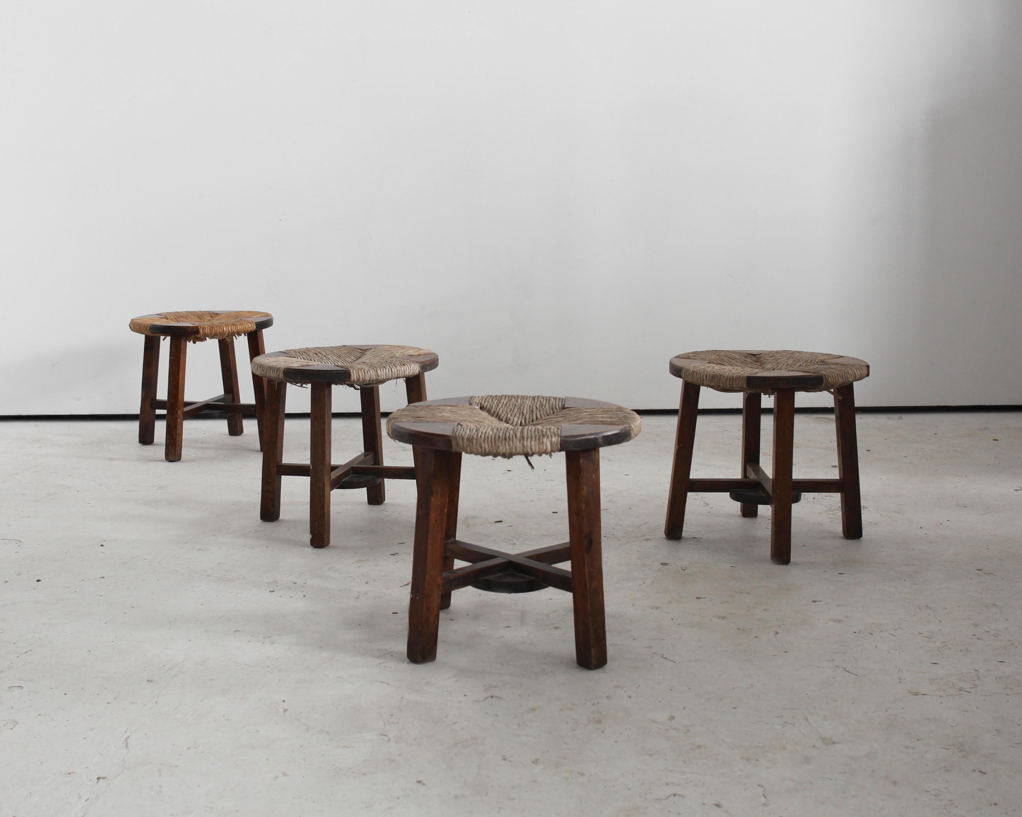 A set of four C.1950s French modernist stools bought in the Loire valley.

Very much in the style of Charlotte Perriand.

In good original condition.
